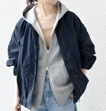 SHIPS any 나일론 노카라 블루종 이번 시즌