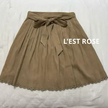 L'EST ROSE 페이크 스웨이드 플리츠 스커트