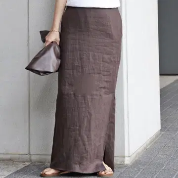 두지엠 클라세 34 슬릿 린넨 롱 스커트 plage