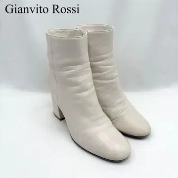 Gianvito Rossi 사이드 지퍼 부츠 가죽 화이트 37.5