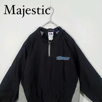 Majestic 하프 지퍼 나일론 풀오버 자켓 블랙/그레이