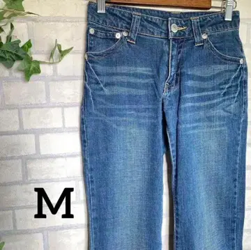 데님 팬츠 청바지 청바지 M 플레어 팬츠 엉덩이 포켓 패턴 새상품급