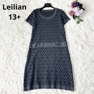 Leilian 레리안 울 니트 원피스 기하학 모 100% 올 패턴