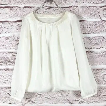 zr172 NATURAL BEAUTY 화이트 플리츠 블라우스 M