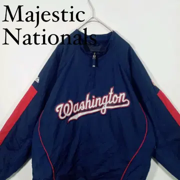 Majestic MLB 워싱턴 내셔널스 하프 지퍼 나일론 풀오버 자켓