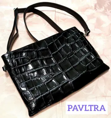 [정품] PAVITRA 숄더백 악어 엠보싱 블랙