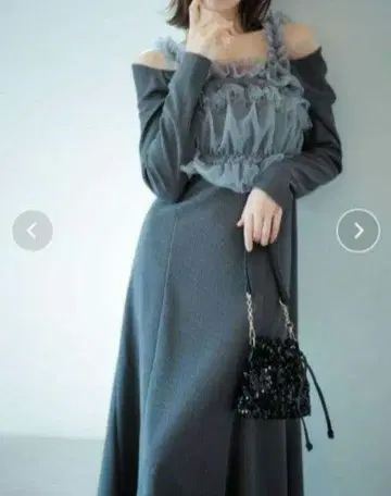 dazzlin 튤 개더 뷔스티에 컷 원피스 S 그레이