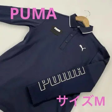 PUMA 긴팔 피케 셔츠 골프 웨어 네이비 M #2267
