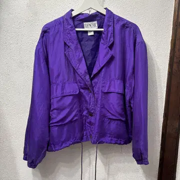 진품 FRENCHIC 보라색 크롭 자켓 실크 미국 빈티지 의류 미국