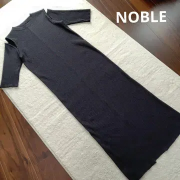 새상품급 노블 토탄 골지 숄더 오픈 원피스 블랙 리브 일본제
