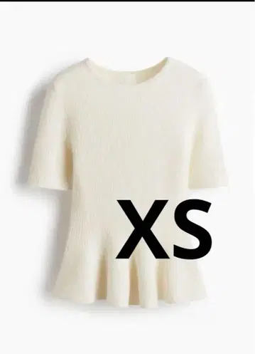 H&M RIB-KNIT PEPLUM TOP 반팔 니트 페플럼 니트 XS