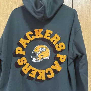 L 새상품 NFL 그린베이 패커스 후드 부착 후드티 다크 그린