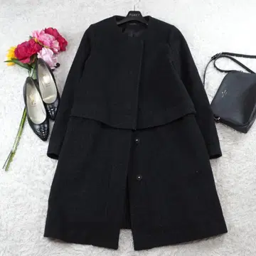 G3021*유노트 A라인 노카라 코트 블랙 그레이