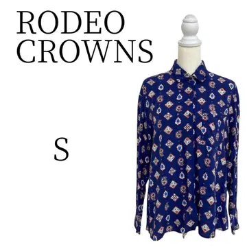 새상품급 RODEO CROWNS 블루 패턴 긴팔 셔츠 블라우스 S