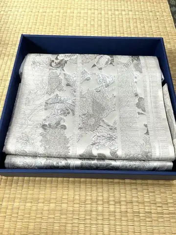 [ 컨디션 최상 ] 토나미 오비 만들기 오비 실버 꽃무늬 자수 오비 실크