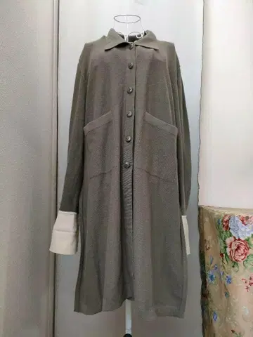 소니아 리키엘 그레이 니트 롱 가디건 레트로 구제 의류