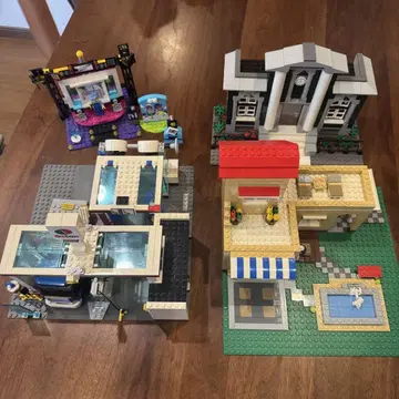 LEGO 레고 건물 학교 주유소 분수 빨간 지붕 세트