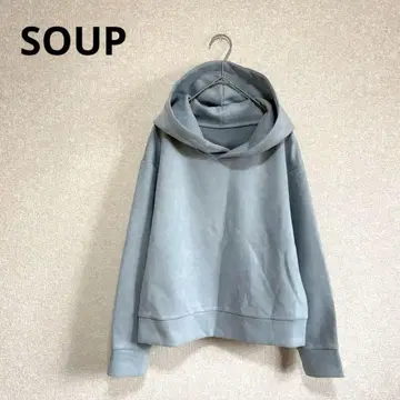 SOUP 수프 페이크 스웨이드 후드티 후드 부착 스카이블루 M