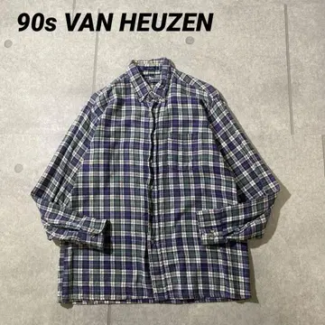 90s 빈티지 플란넬 셔츠 VAN HEUZEN 박스 실루엣