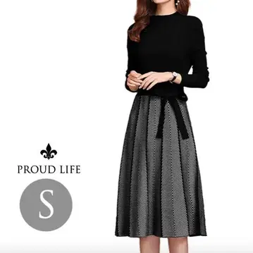 니트 원피스 원피스 여성용 무릎 기장 니트 귀여운 봄 가을 겨울