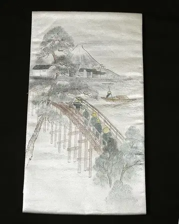6720 시대풍경문 수제 순수 실크 염색 후쿠로 오비 새상품급