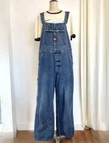 BIGBEN 데님 블루 와이드 레그 오버롤 overall