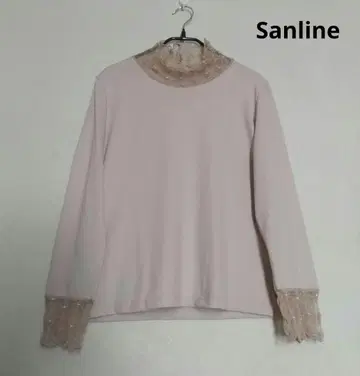 Sanline 베이지 레이스 긴팔 상의