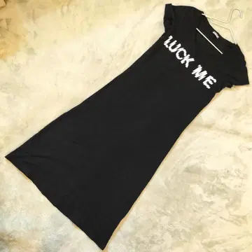 ANAP 로고 프린트 블랙 롱 원피스 LUCK ME 여성용