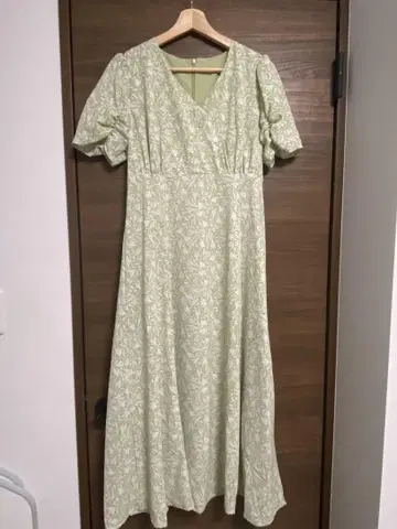 플라워 프린트 롱 원피스 반팔 꽃무늬