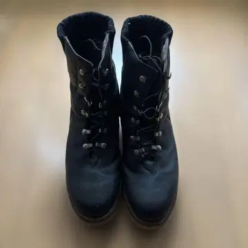 RICO 엔지니어 부츠 블랙 가죽 리브 레이스업