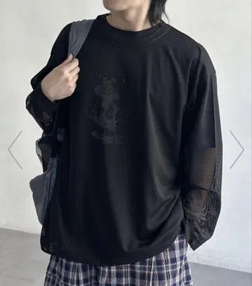 CPCM 메쉬 롱T 블랙