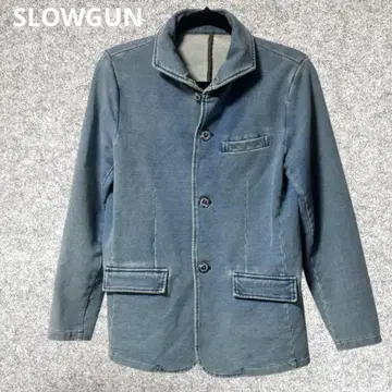 SLOWGUN 데님풍 자켓 파랑 버튼 포함