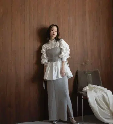 마이딜 mideal 스팽글 뷔스티에 & 타이트 스커트 실버