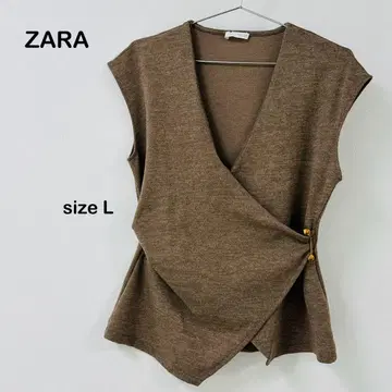 ZARA 텍스처 브로치 슬리브리스 니트 L