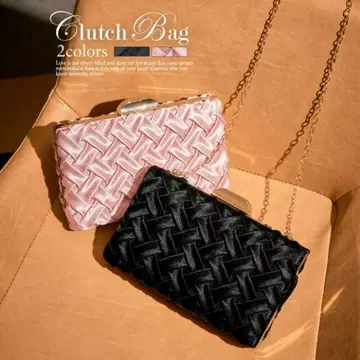 클러치백 결혼식 브레이드 새틴 스퀘어 클러치 백 파티 블랙