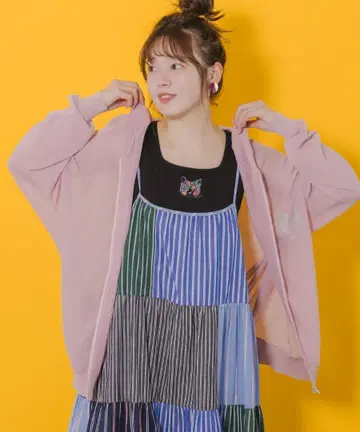 스칼라 152659: 고양이 패턴 접촉 냉감 니트 후드티