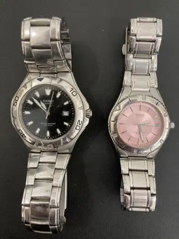 CASIO 쿼츠 손목시계 블랙 핑크 2세트