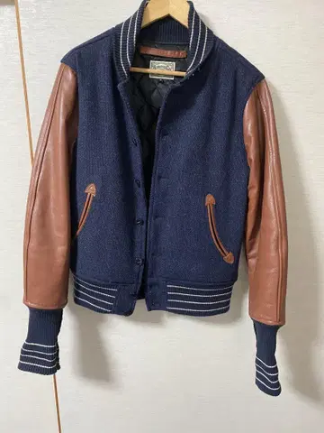 Houston Co. 바시티 자켓 M 네이비 브라운