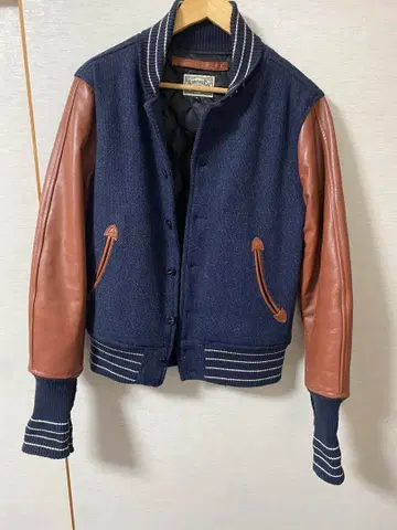 Houston Co. 바시티 자켓 M 네이비 브라운