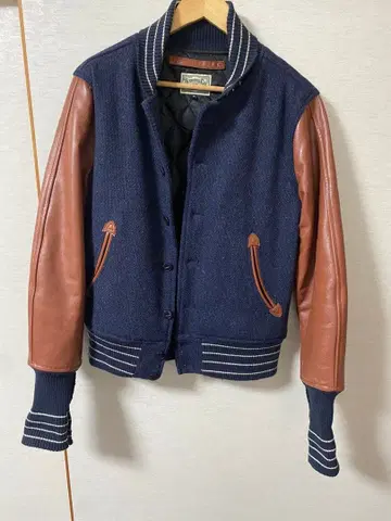 Houston Co. 바시티 자켓 M 네이비 브라운