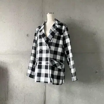 택 포함 새상품 BIG 깅엄 체크 더블 자켓 FREE