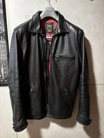 Schott 블랙 가죽 싱글 라이더 자켓 XL