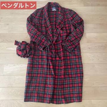 PENDLETON 펜들턴 코트 체크 M 롱 가운 울