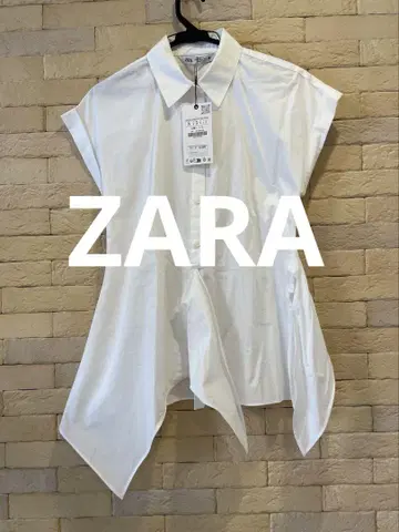 ZARA 화이트 슬리브리스 셔츠 S 새상품