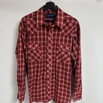 Wrangler 체크 무늬 웨스턴 셔츠 16 1/2 - 35