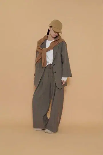 새상품! CYAN TOKYO 글렌체크 슬릿 슬리브 자켓 브라운