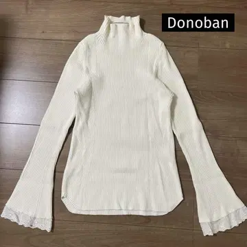 [ Donoban ] 스웨터 하이넥 긴팔 이너 상의 레이스 화이트