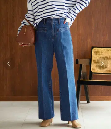 SLOBE IENA LE DENIM 웰트 포켓 와이드 길이 팬츠