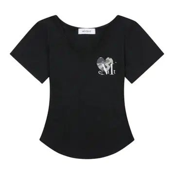 Vein Heart Camo V-Neck Short Sleeve Tee