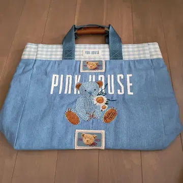 PINK HOUSE 데님 토트백 곰돌이 자수 ( 미사용에 가까움 )